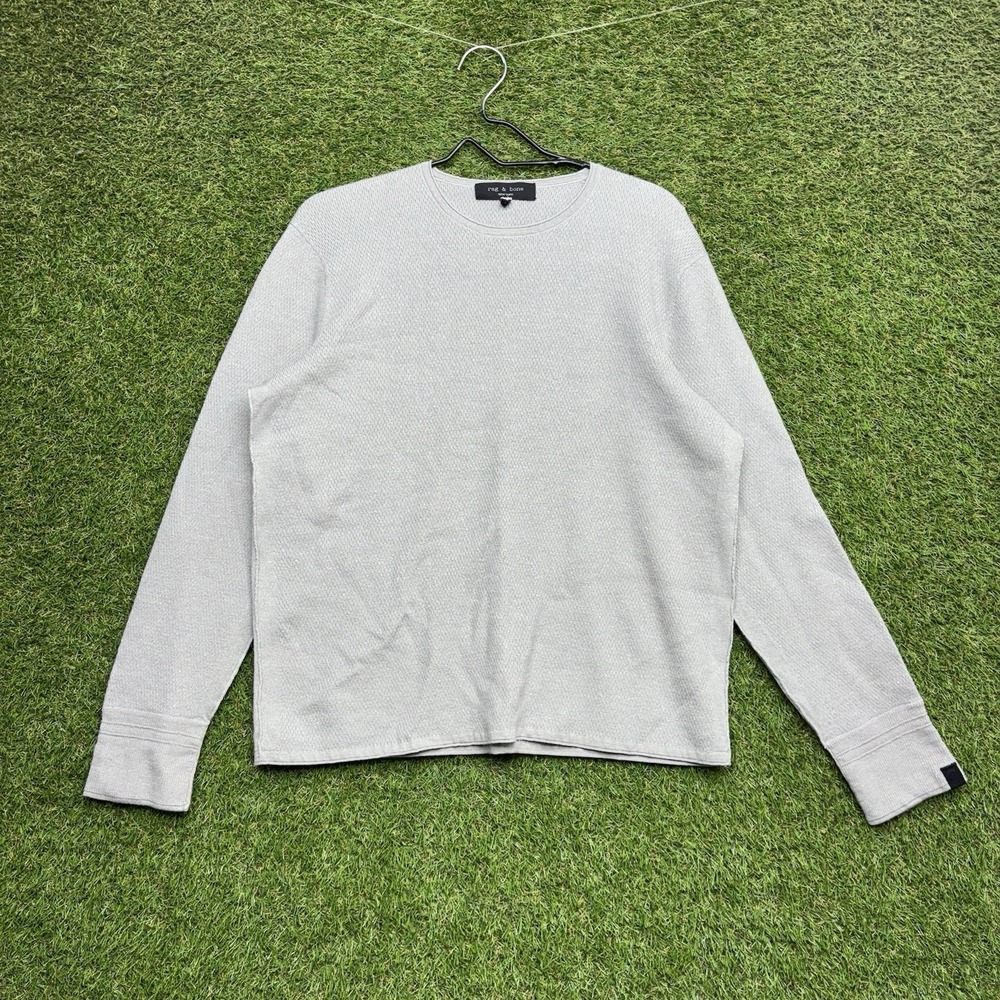 Rag & Bone Thermal Shirt Mens XL Waffle Knit Long Sleeve Crewneck Grey Slim Fit